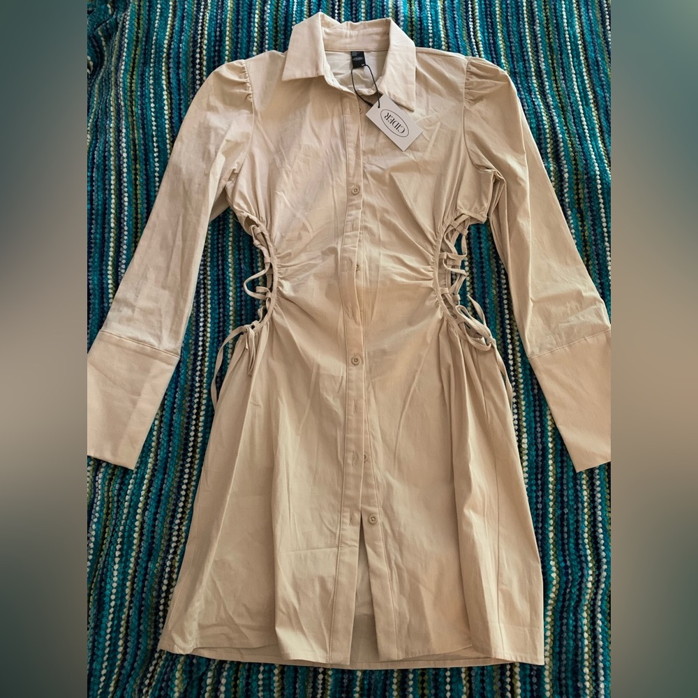 Cider side cut out structured shirt dress